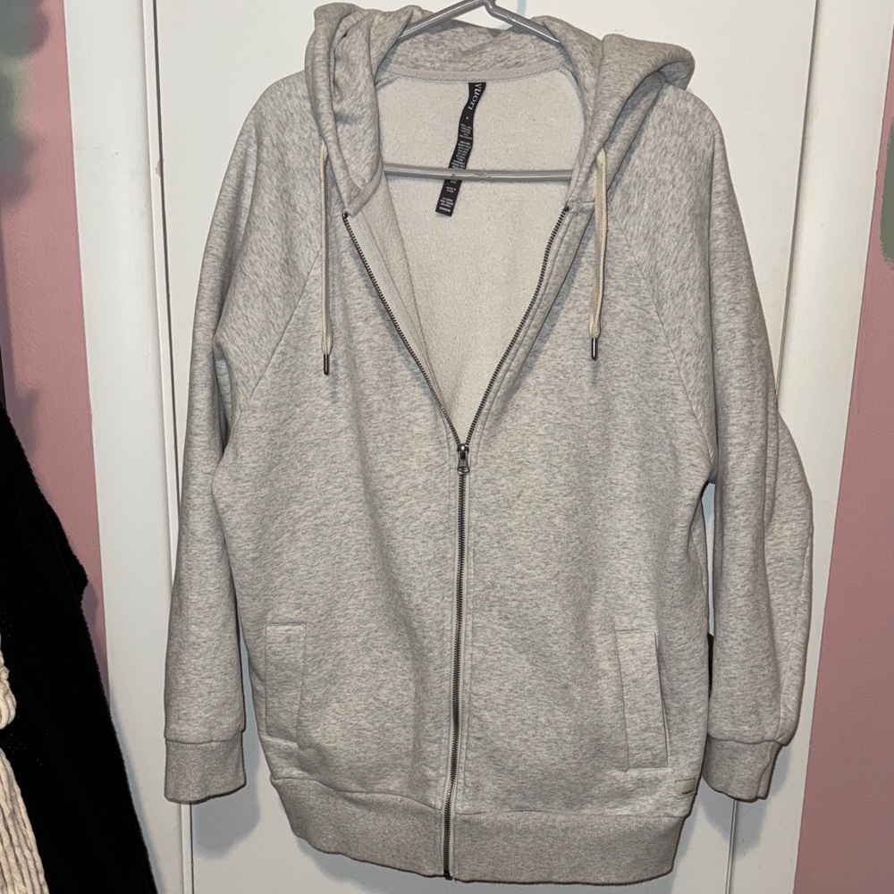 Vuori Light Gray Full-Zip Hooded Sweatshirt